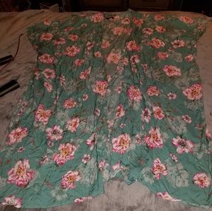 Torrid long Kimono blue & pink floral 3/4